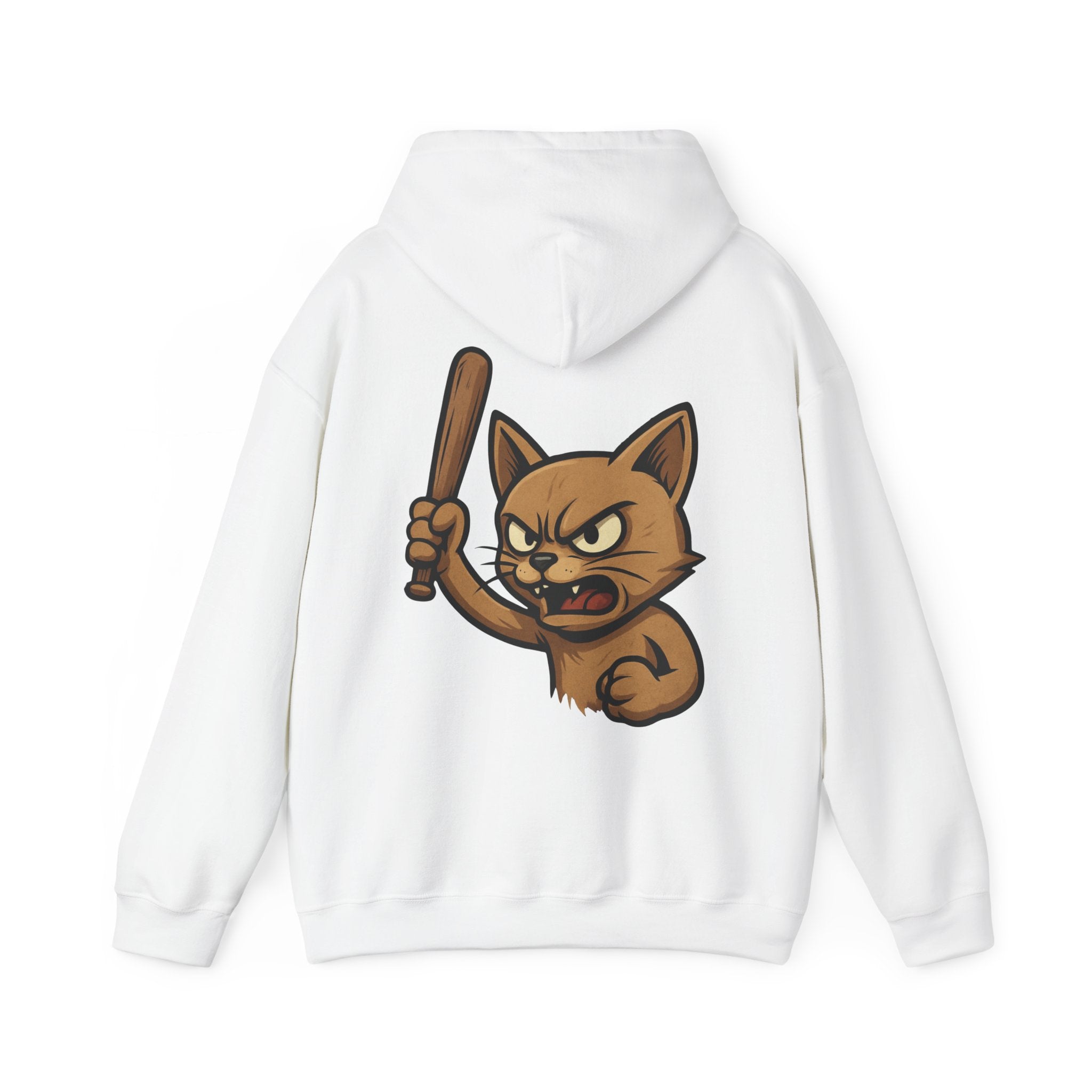 UNSILENCED Hoodie – Angry cat – Klein Logo Voor | Grote Print Achter