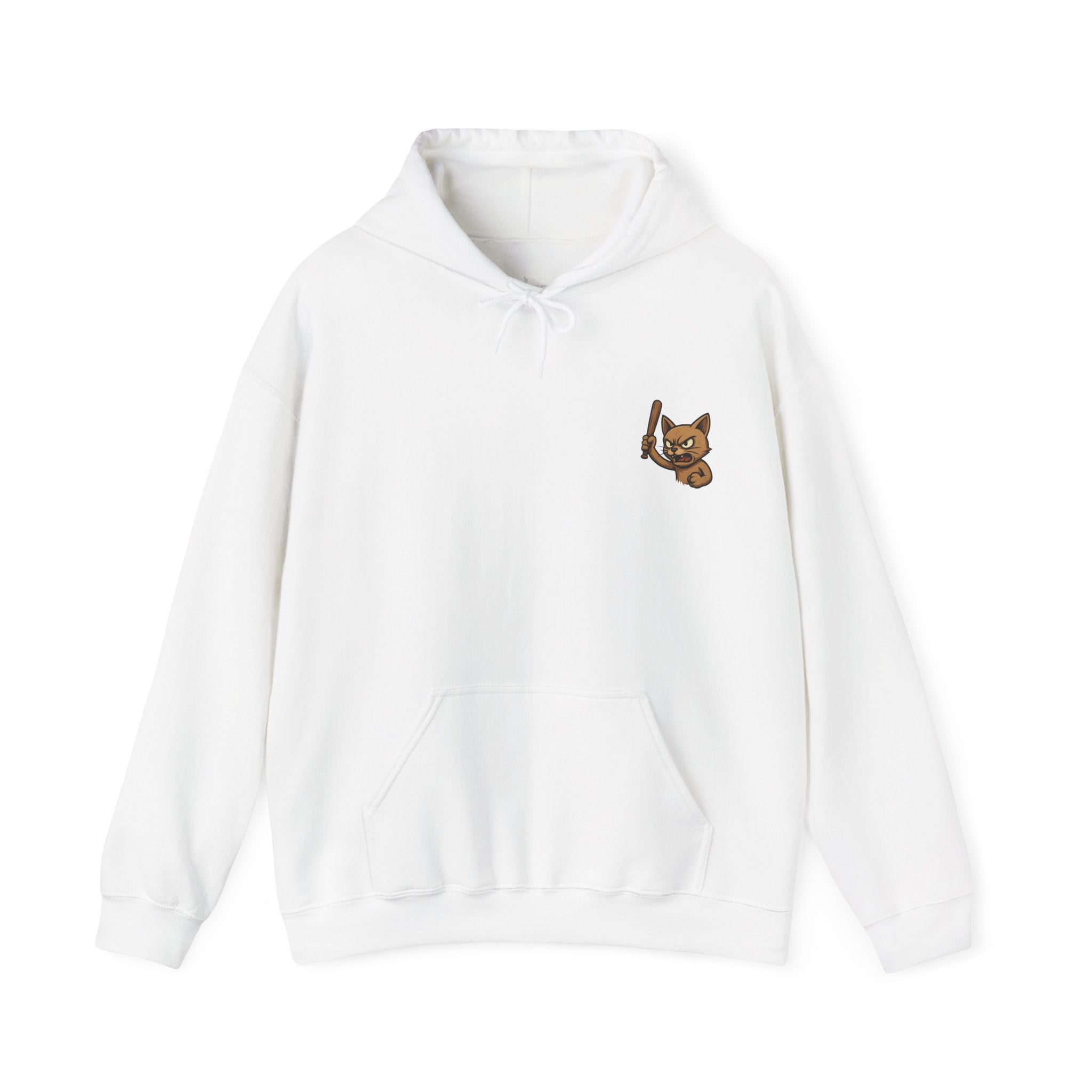 UNSILENCED Hoodie – Angy cat – Grote Logo Rugprint | Kleine Borstprint