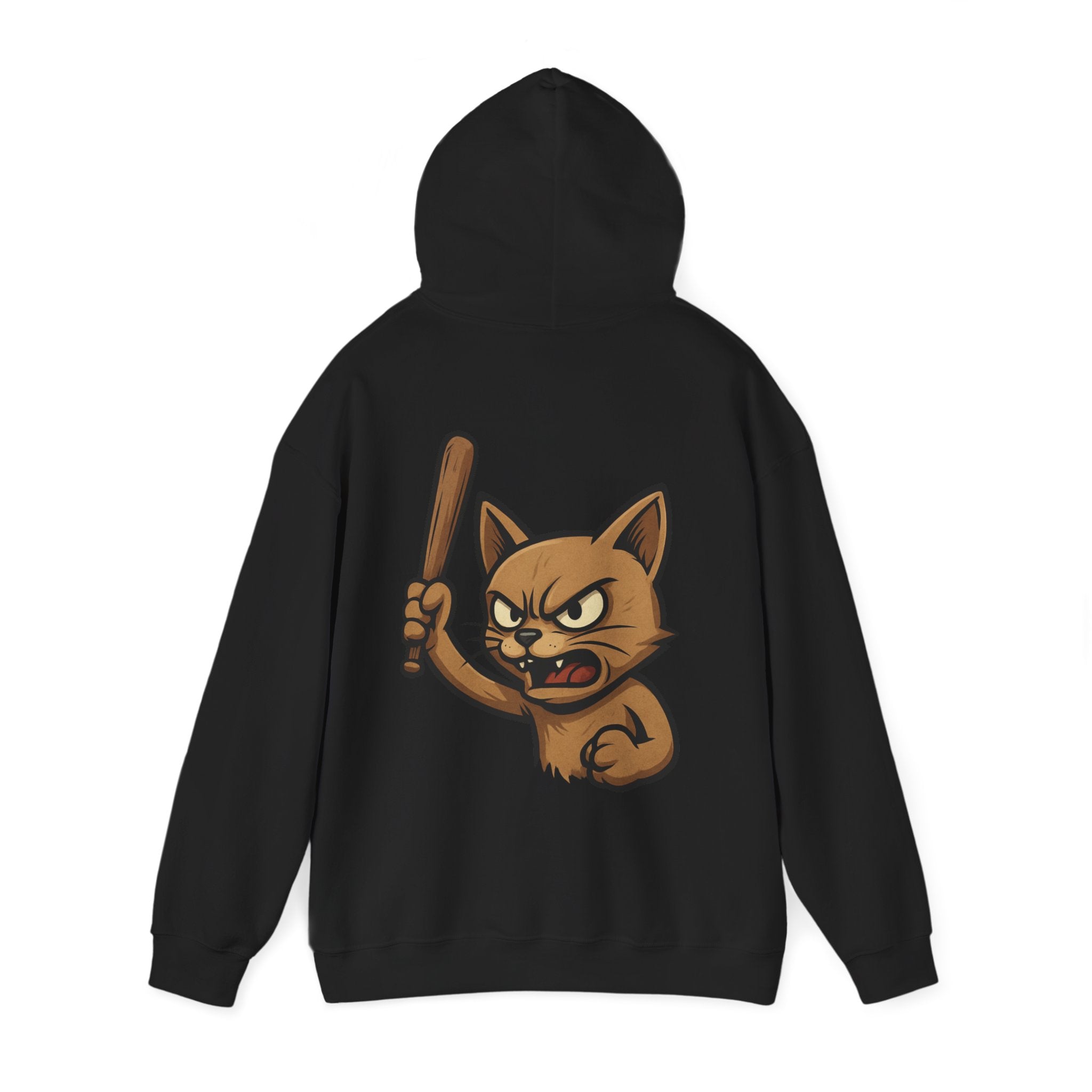 UNSILENCED Hoodie – Angry cat – Klein Logo Voor | Grote Print Achter