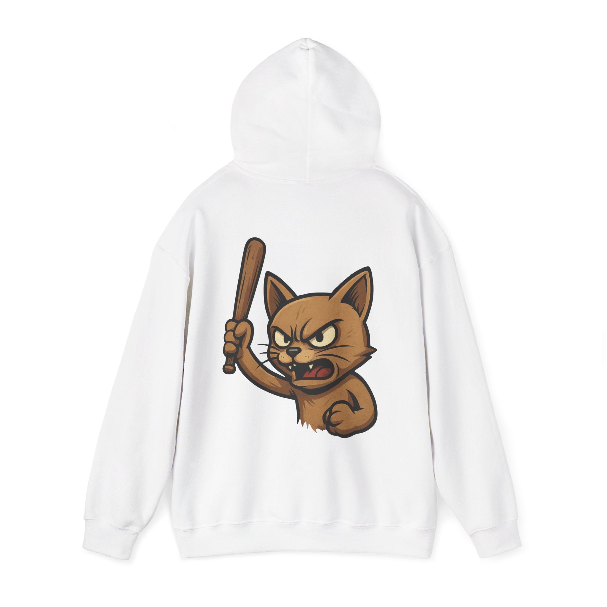 UNSILENCED Hoodie – Angry cat – Klein Logo Voor | Grote Print Achter