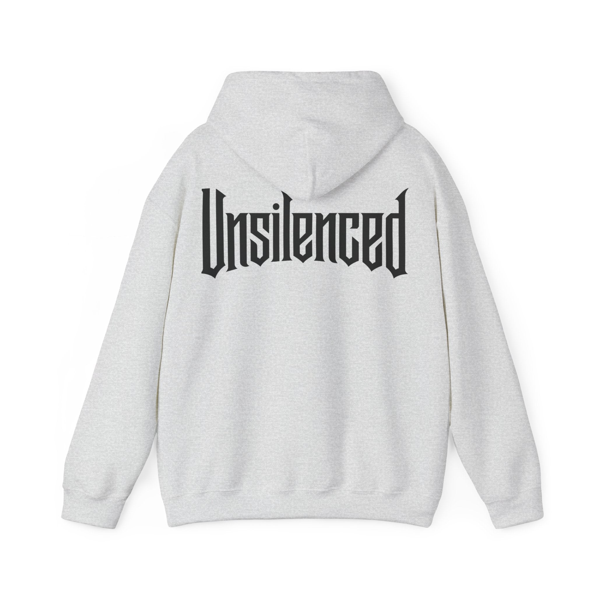 UNSILENCED Hoodie – Angy cat – Grote Logo Rugprint | Kleine Borstprint
