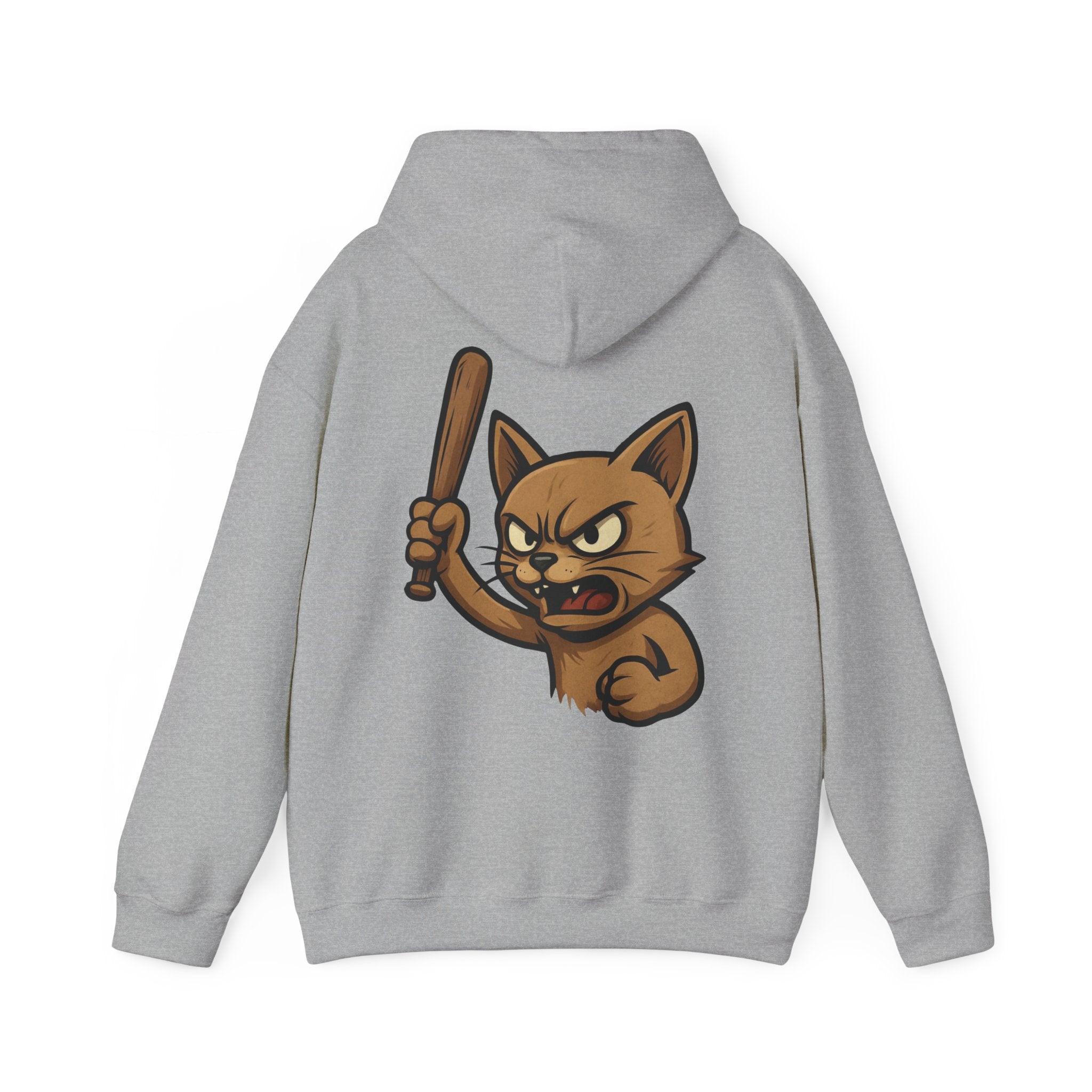 UNSILENCED Hoodie – Angry cat – Klein Logo Voor | Grote Print Achter