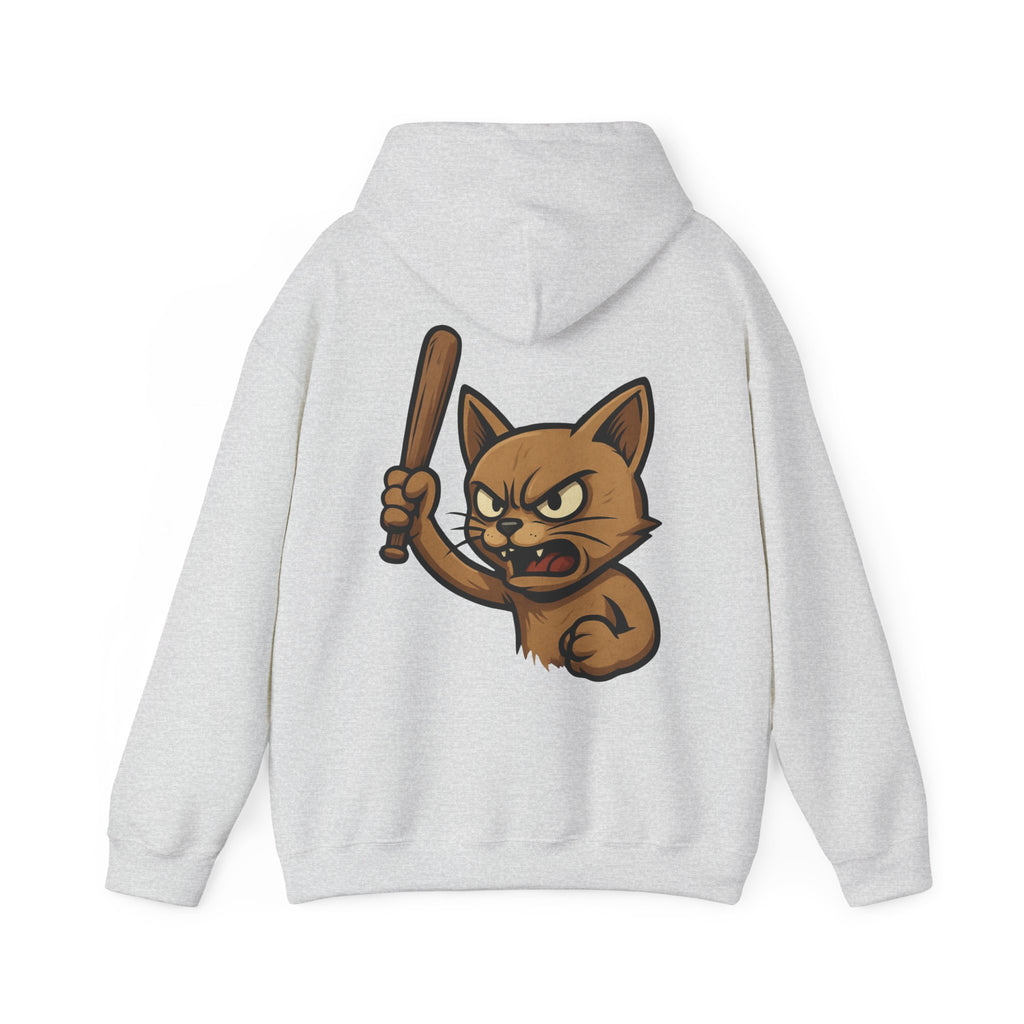 UNSILENCED Hoodie – Angry cat – Klein Logo Voor | Grote Print Achter