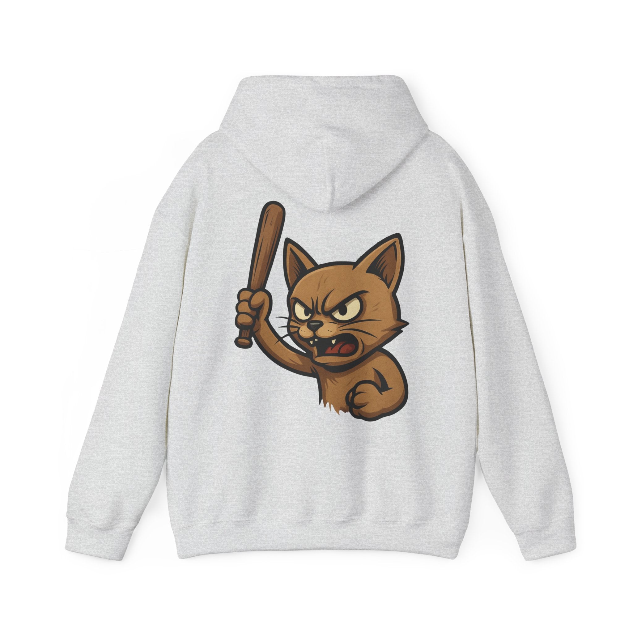 UNSILENCED Hoodie – Angry cat – Klein Logo Voor | Grote Print Achter