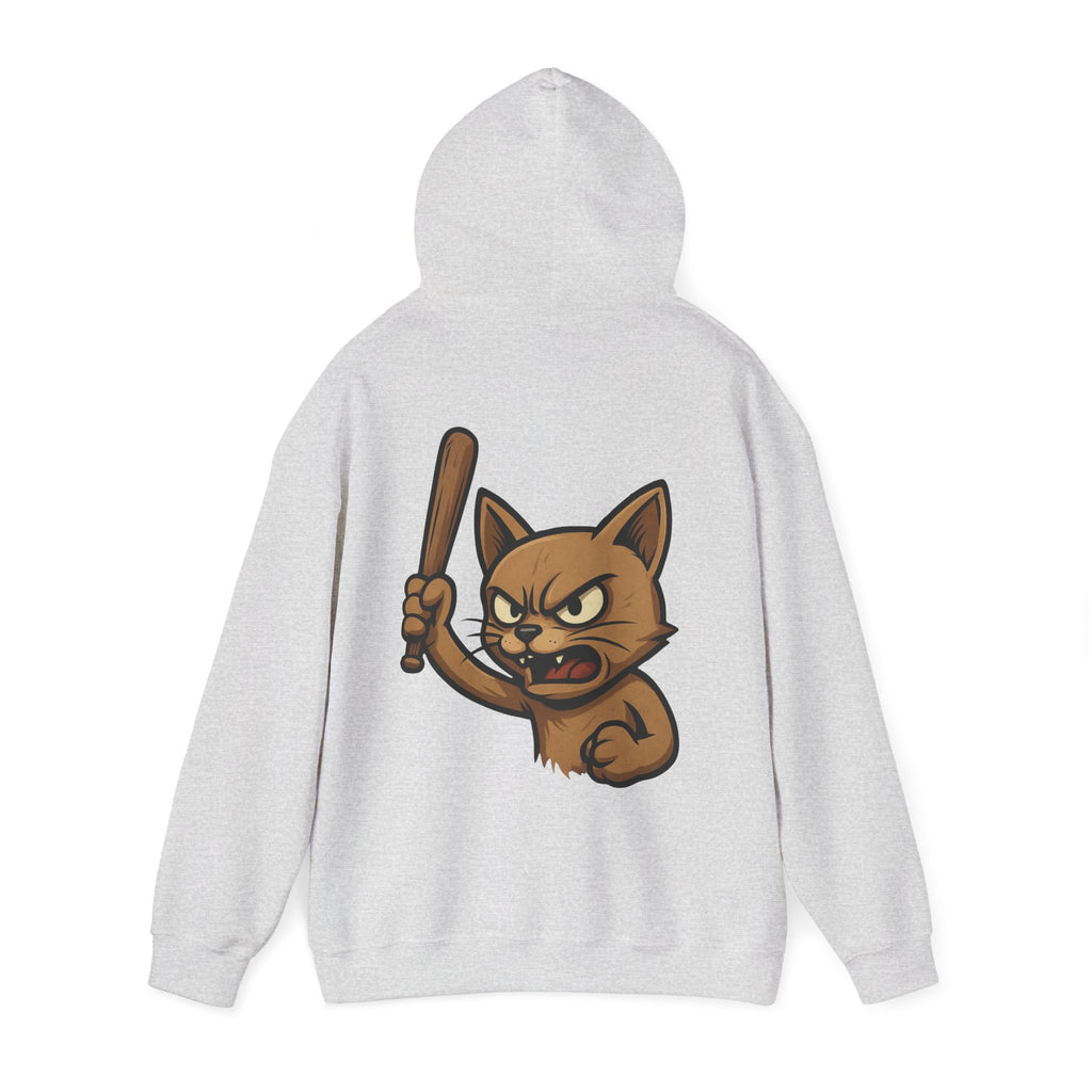 UNSILENCED Hoodie – Angry cat – Klein Logo Voor | Grote Print Achter