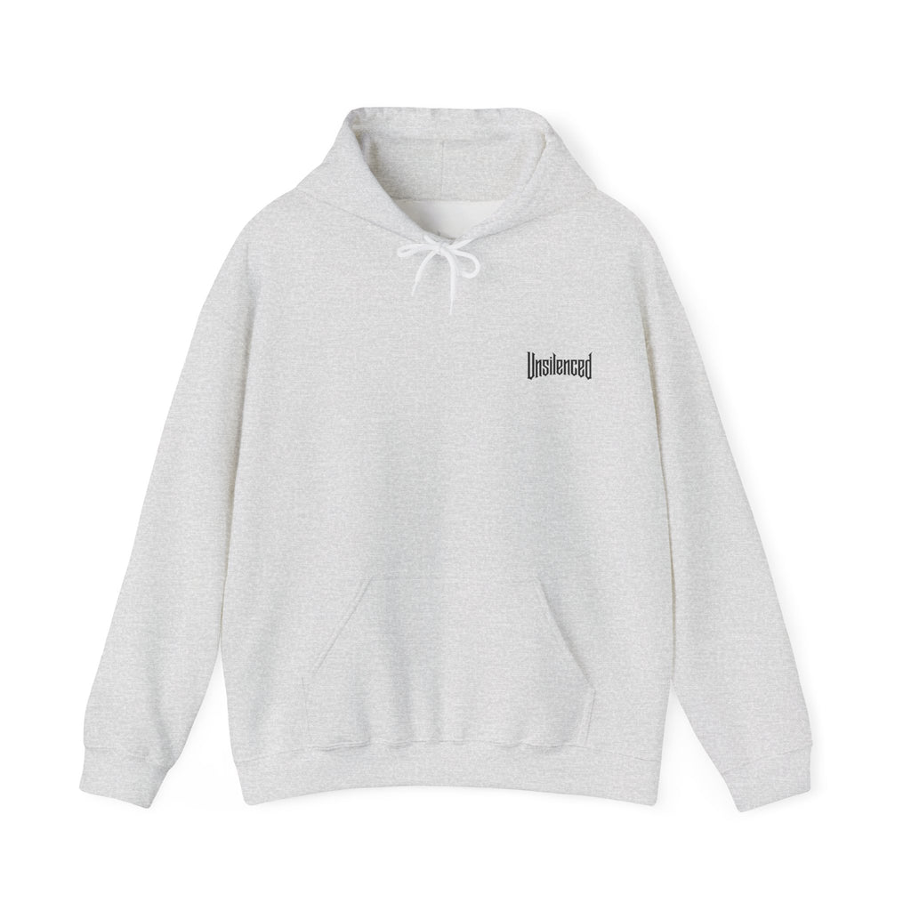 UNSILENCED Hoodie – Angry cat – Klein Logo Voor | Grote Print Achter