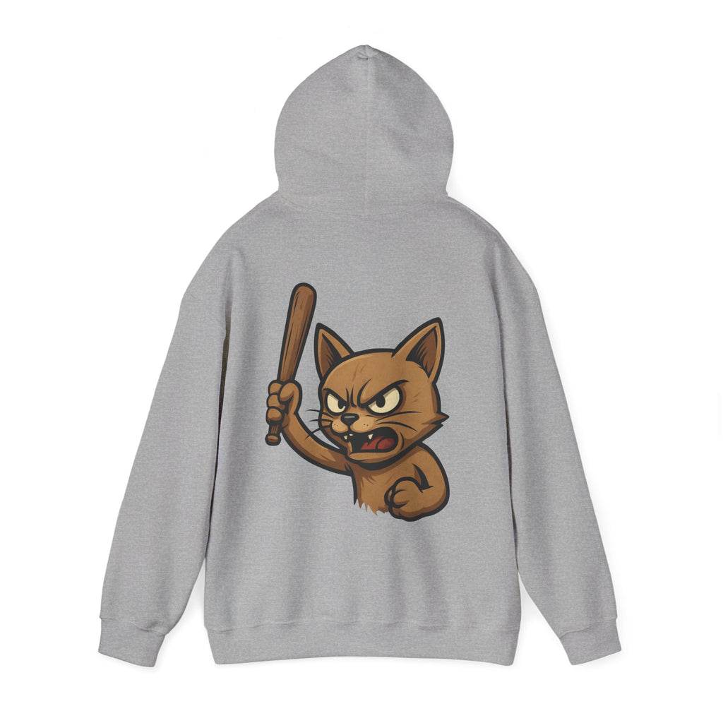 UNSILENCED Hoodie – Angry cat – Klein Logo Voor | Grote Print Achter