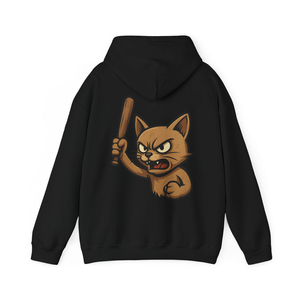 UNSILENCED Hoodie – Angry cat – Klein Logo Voor | Grote Print Achter