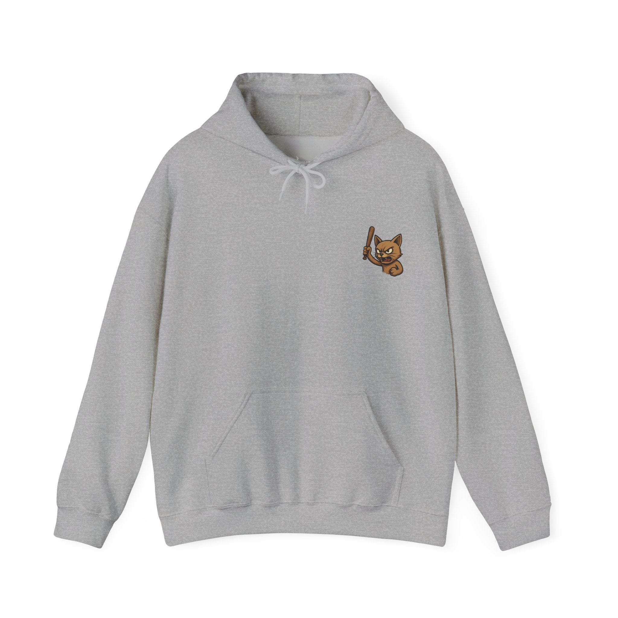 UNSILENCED Hoodie – Angy cat – Grote Logo Rugprint | Kleine Borstprint